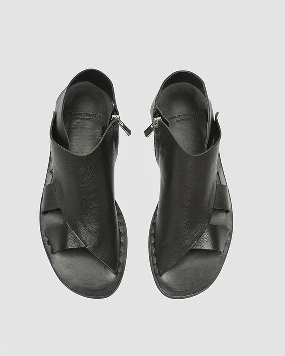 Sandalo Officine Creative in vitello nero itaca 044 โ Alexandra Roma