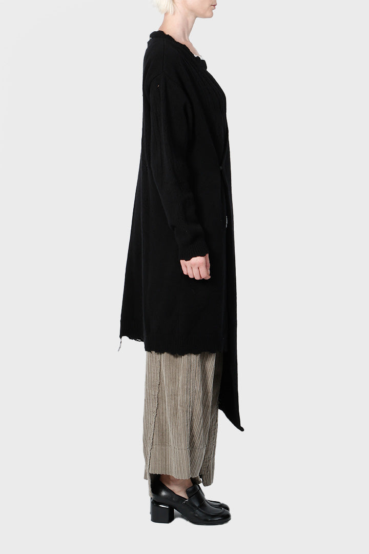 Cardigan in maglia Serie Numerica da donna in lana nero sn5002