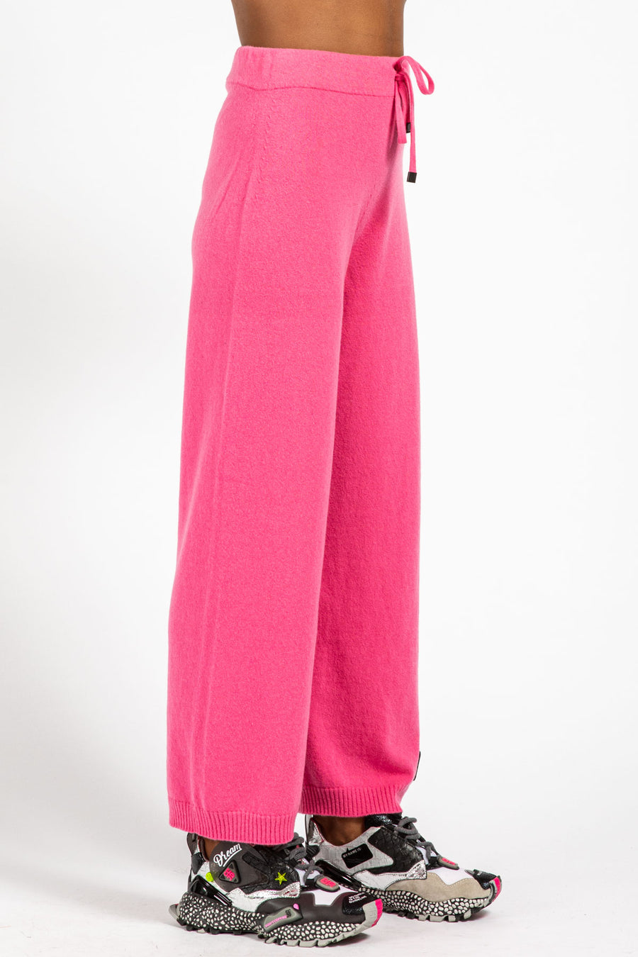 Pantalone da donna in lana e cashmere magenta wn08