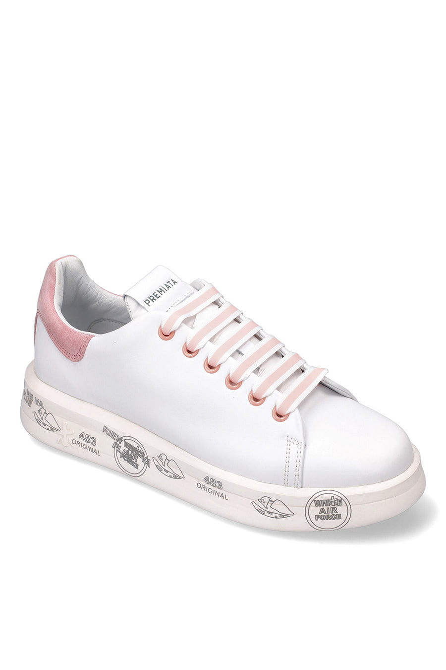 Sneakers Premiata in pelle bianca e rosa belle5714