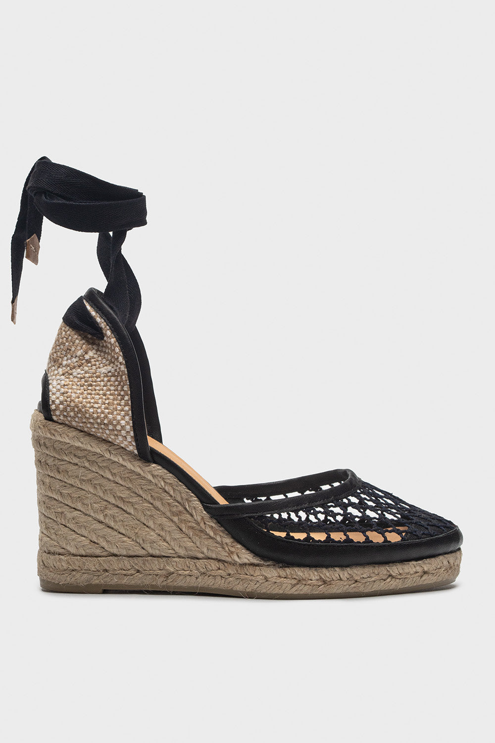 Espadrilles da donna in tessuto e pelle nera CAROLA – Alexandra Roma