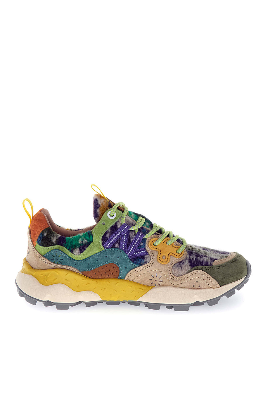 Sneakers Flower Mountain grey taupe dark green teddy Yamano 3