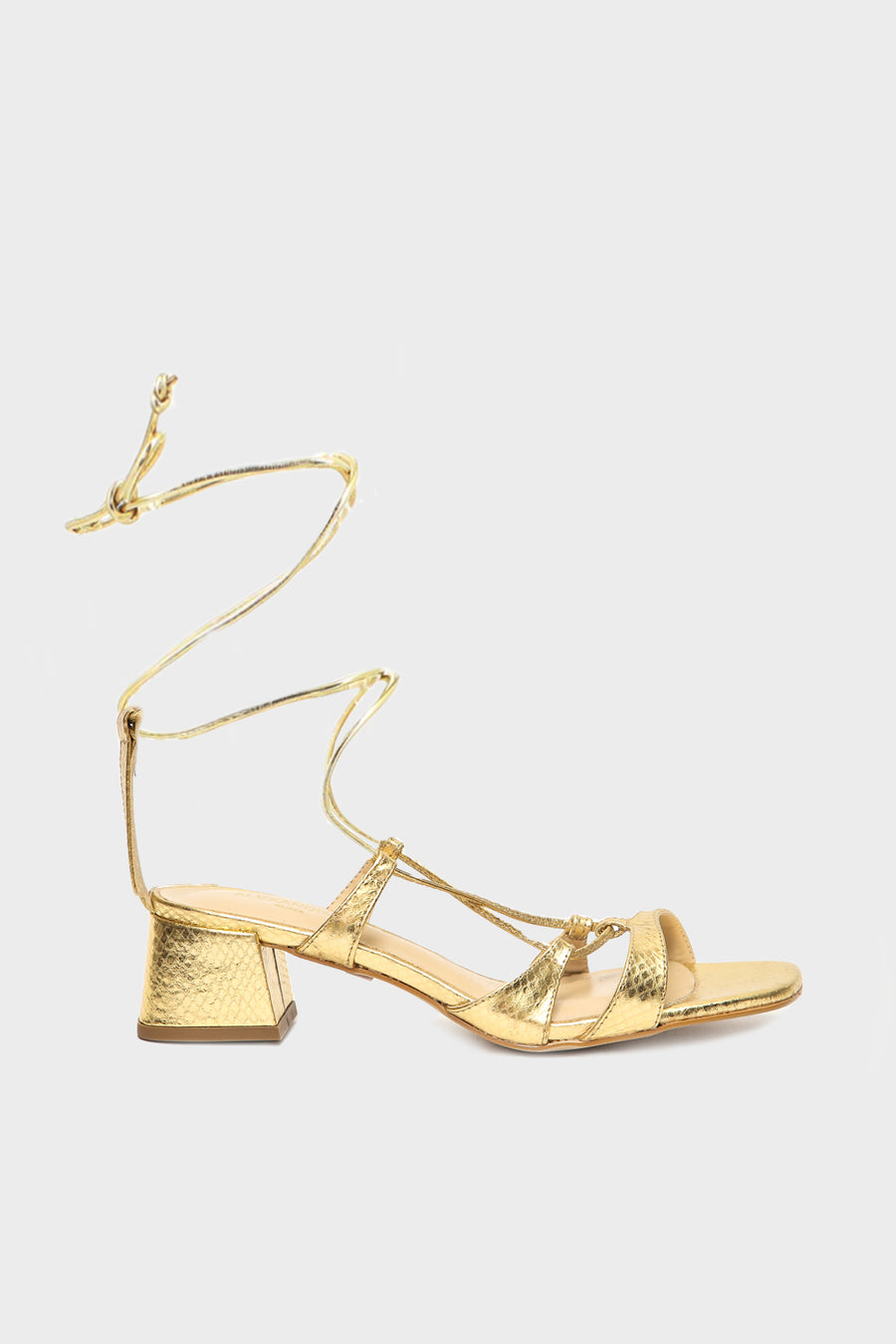 Sandalo Alexandra in pelle stampata oro