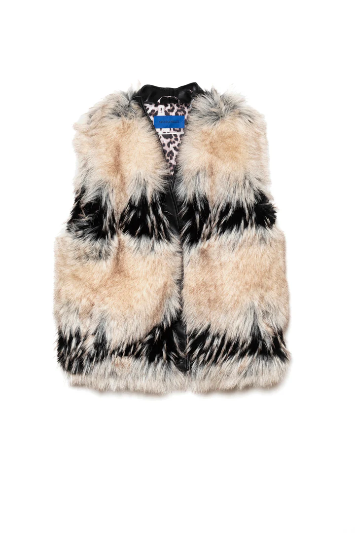 Gilet Mes Demoiselles in ecopelliccia beige AURA