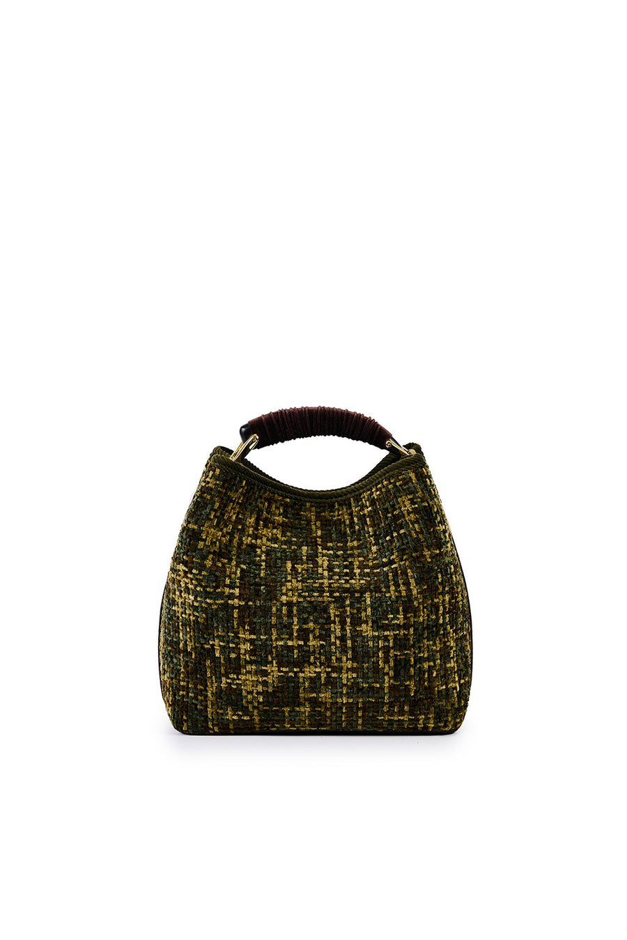 Borsa a mano Viamail Bag verde marrone coral chenille