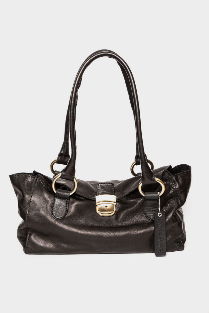 Borsa a spalla Collection Privee in pelle nero g2739