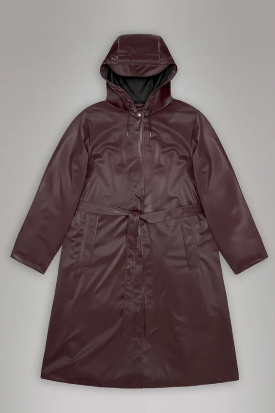 Giacca lunga Rains bordeaux A LINE LONGER JACKET