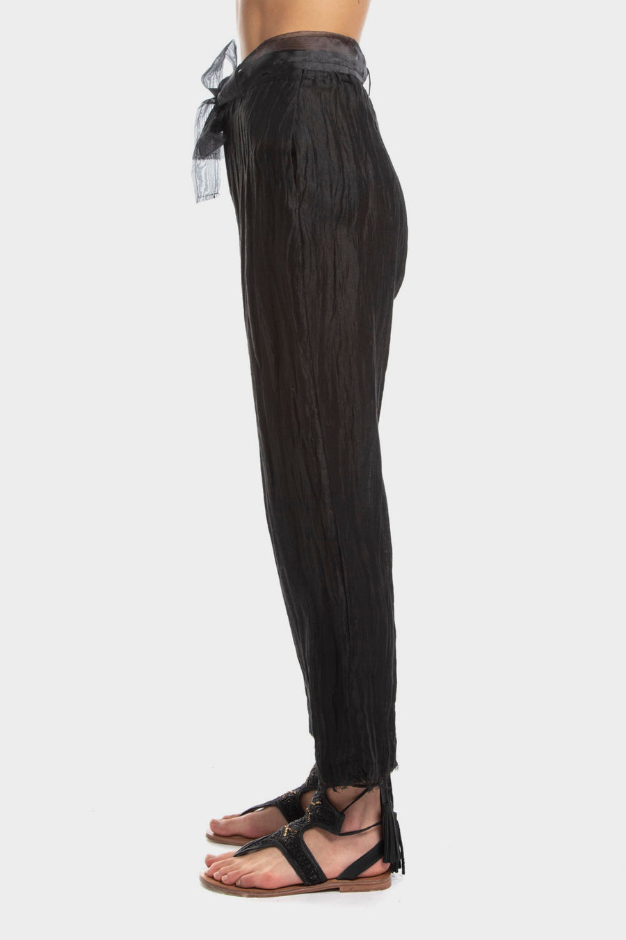 Pantalone Sanctamuerte con cinta in vita nero sm290