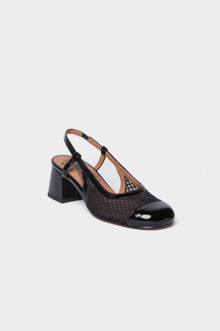 Slingback Fly London in tessuto e vernice nero soki