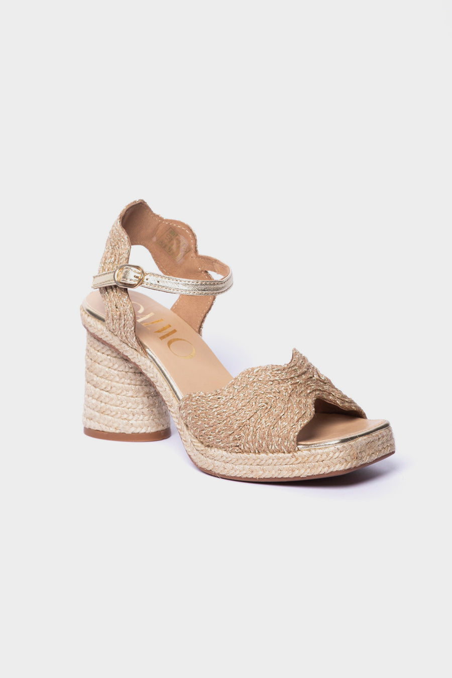 Sandalo Gaimo in raffia beige platino danae
