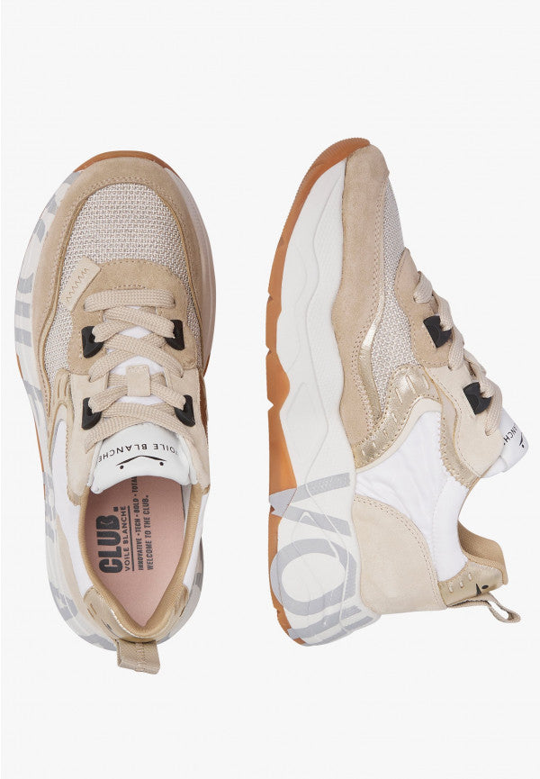 Sneakers Voile Blanche beige oro club 105