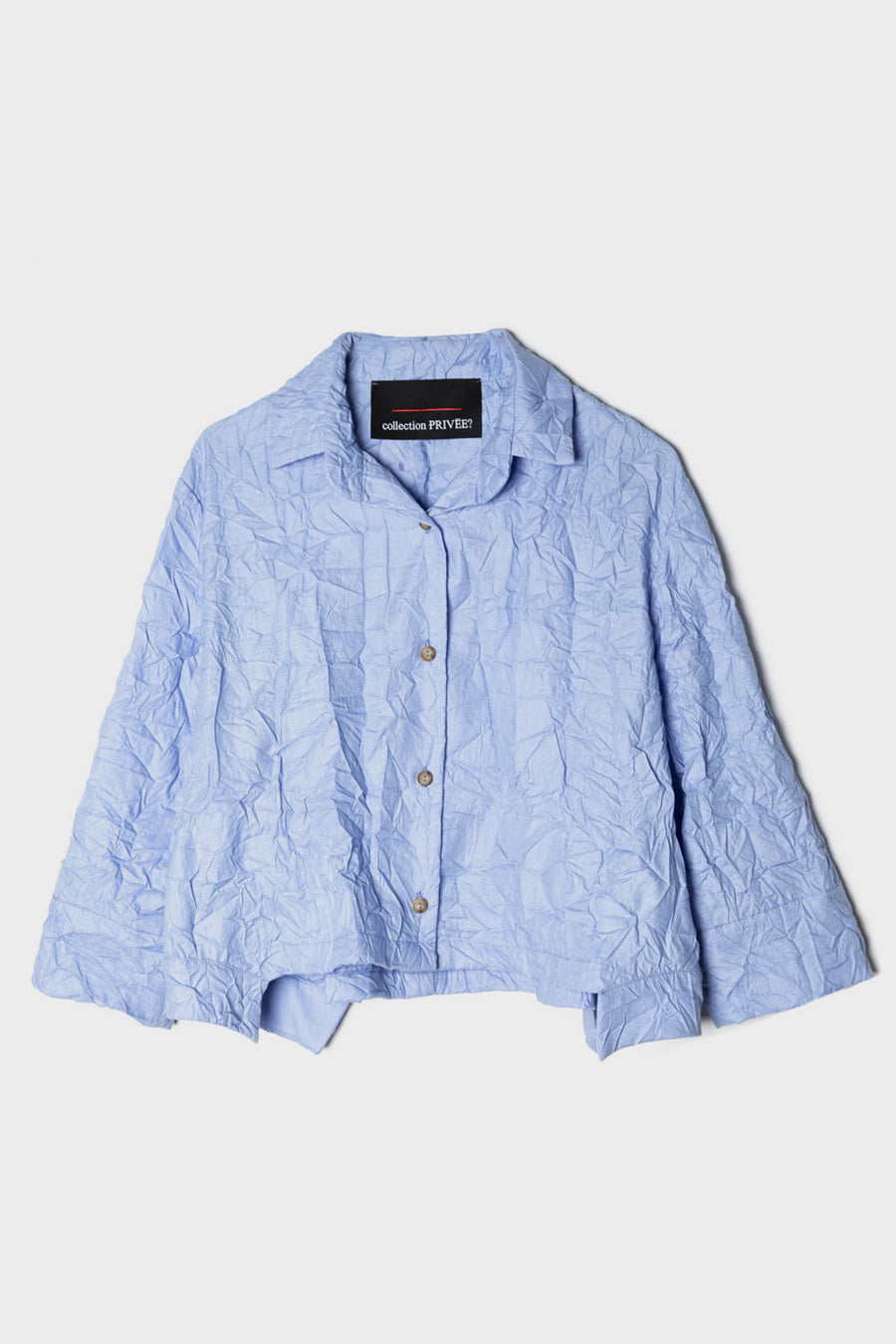 Camicia Collection Privee in tessuto stropicciato azzurro ra1002