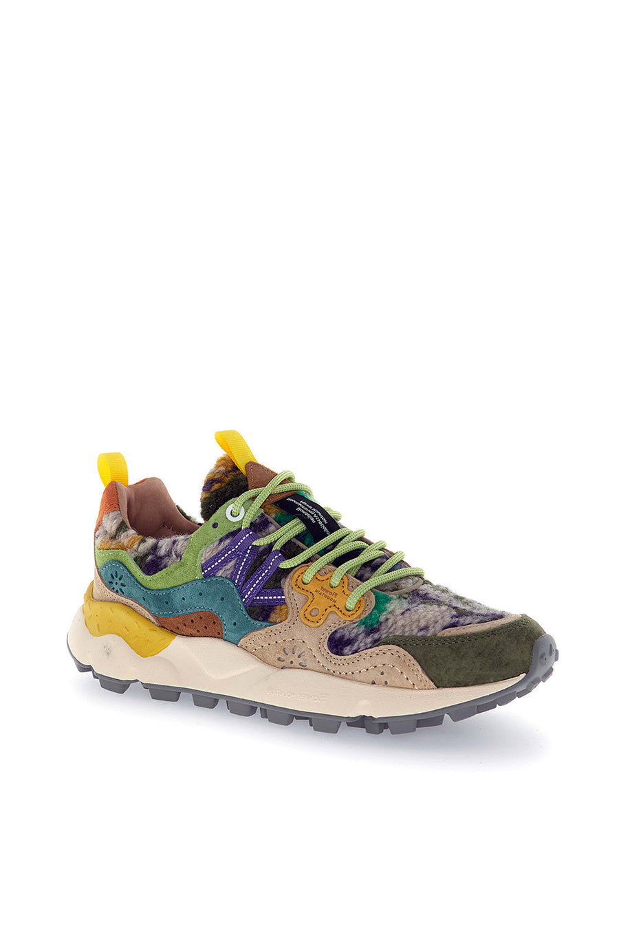 Sneakers Flower Mountain grey taupe dark green teddy Yamano 3