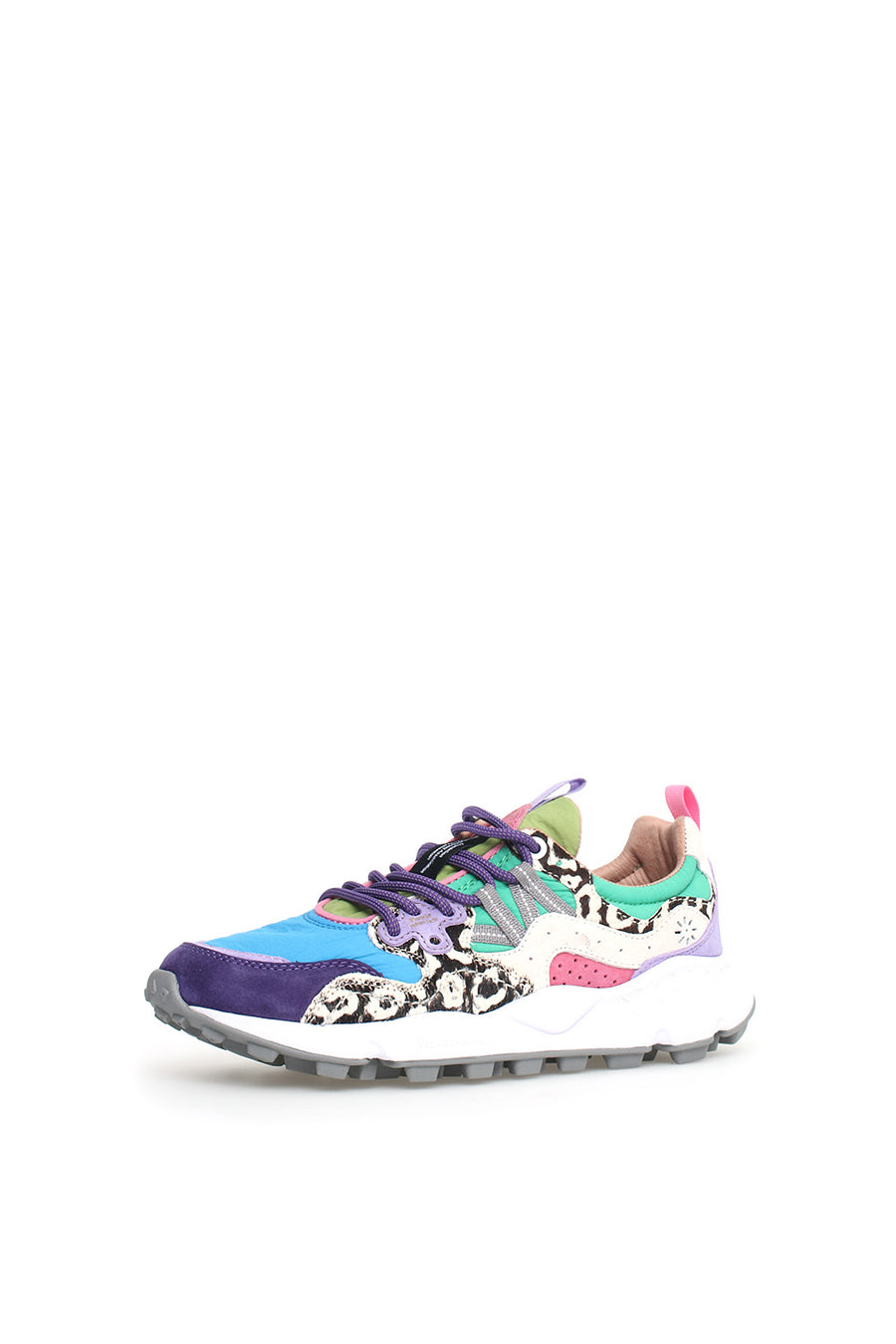 Sneakers Flower Mountain in suede e mesh camouflage blu  Yamano 3
