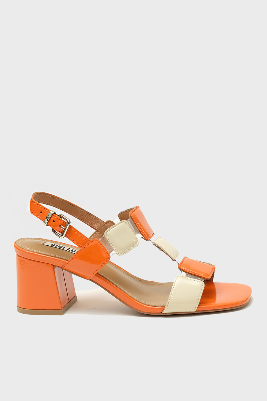 Sandalo Bibi Lou in vernice arancione e panna  703z23vk