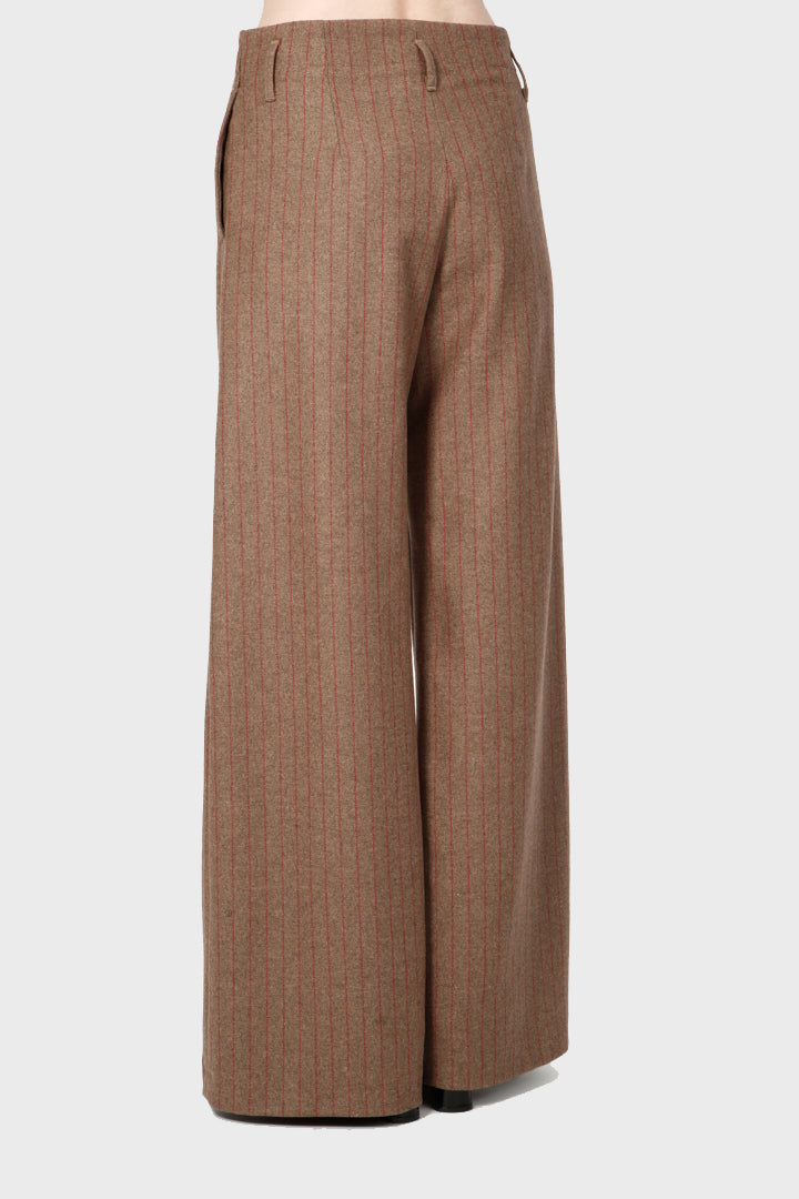Pantalone Diega da donna in lana color nocciola e rosso pomeoto7610