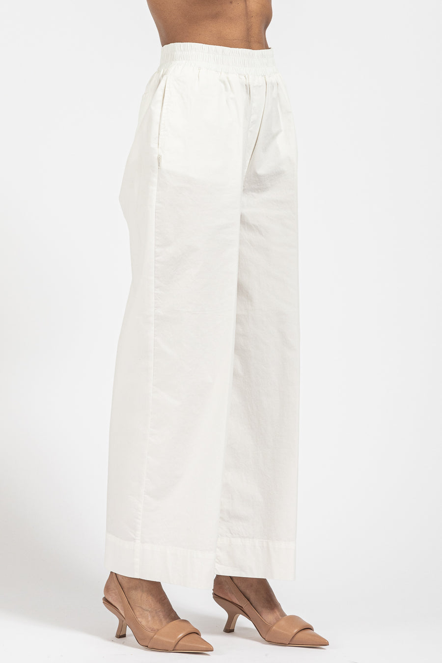 Pantalone True NYC in cotone color ivory baloon