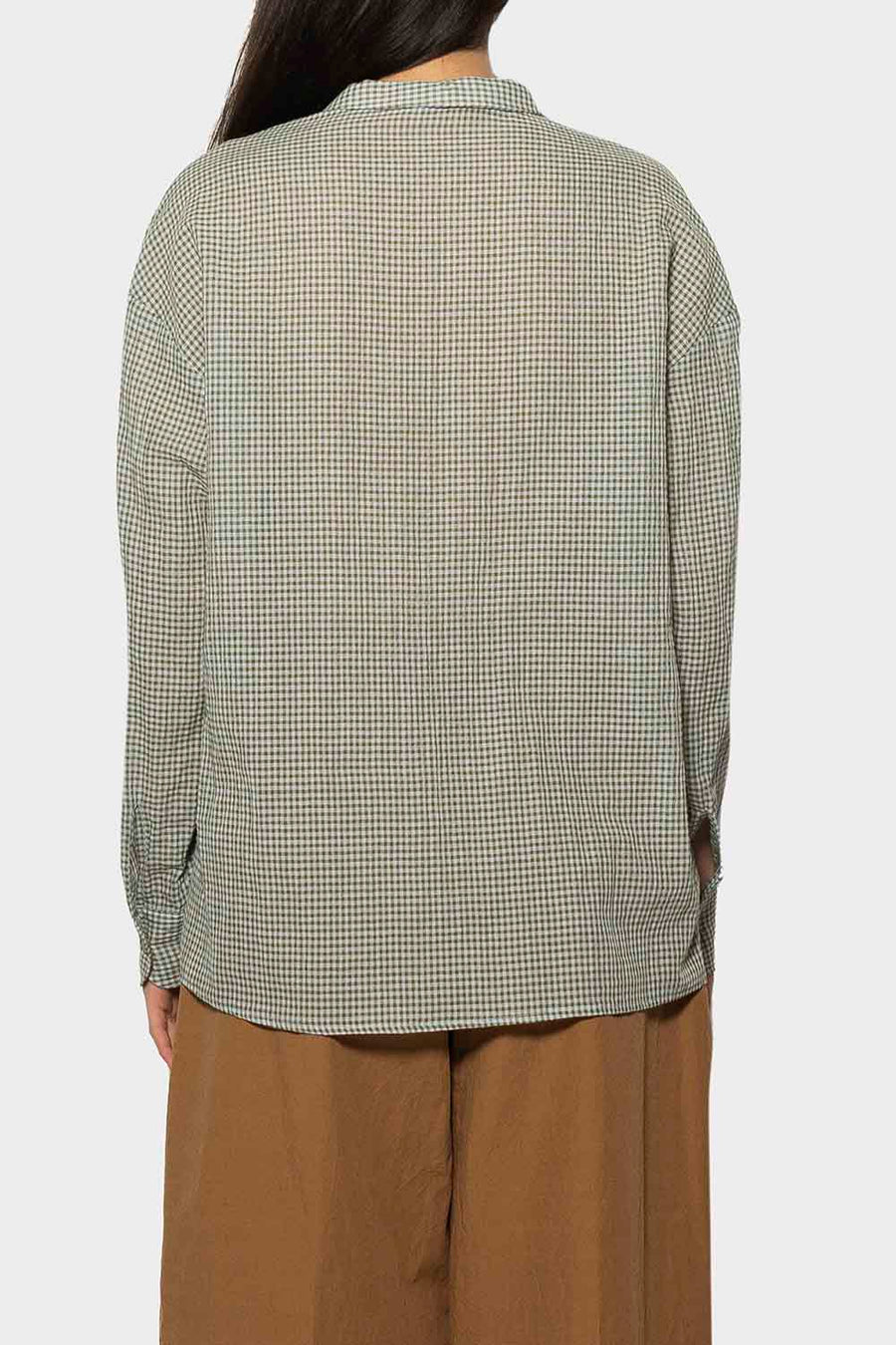 Camicia Balia in cotone e lino color nuvola b09t10
