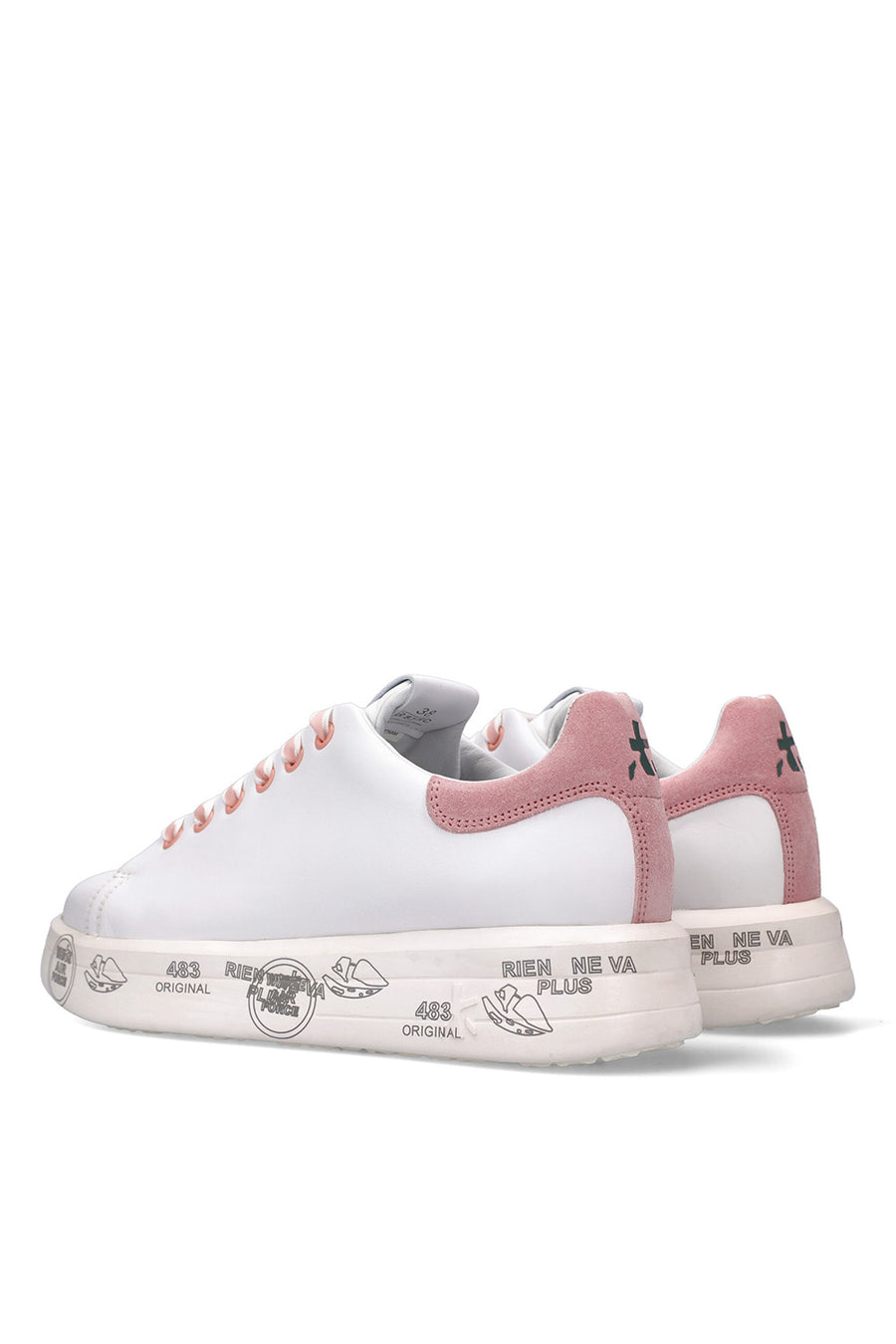 Sneakers Premiata da donna  in pelle bianca e rosa