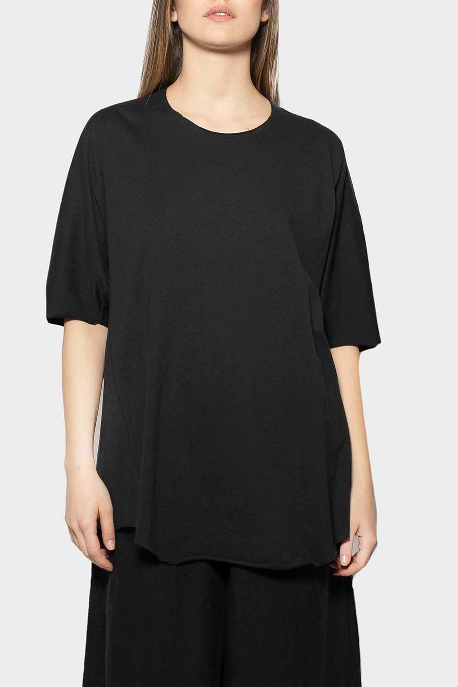 T-shirt Oversize Isabella Clementini in jersey nero  i1285