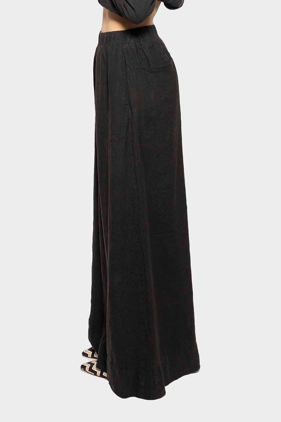 Pantalone Isabella Clementini in lino nero i1324