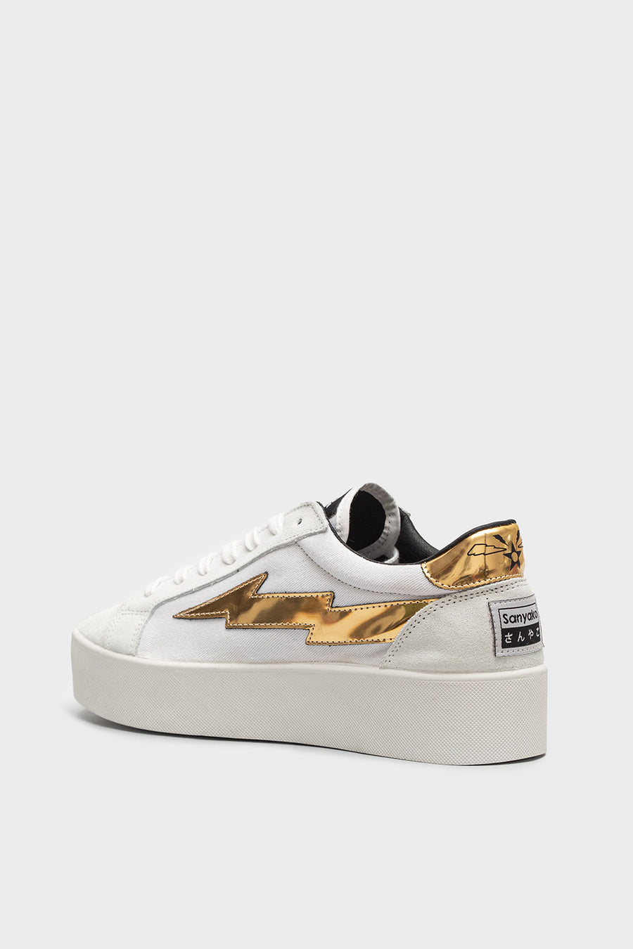 Sneakers Sanyako in tessuto bianco e oro thugw002